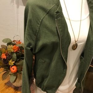 Linen womens bomber style lightweight jacket Sz L